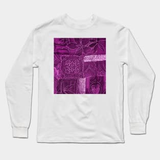 Purple Abstract Tapestry Pattern Art Print Pattern Design Long Sleeve T-Shirt